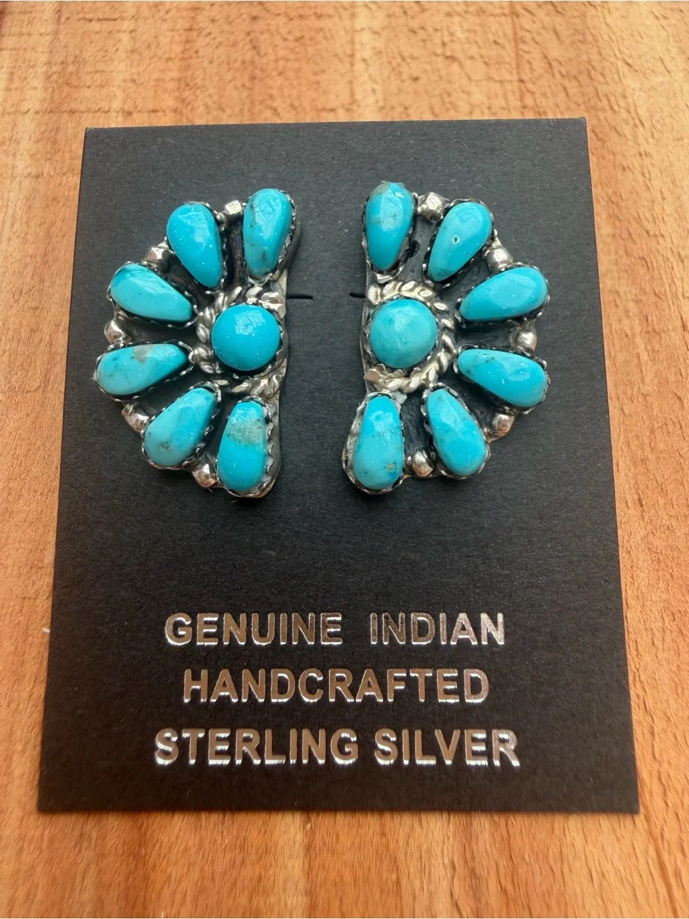 Navajo Handcrafted by Julianna Williams 925 Silver Turquoise Cluster Earrings